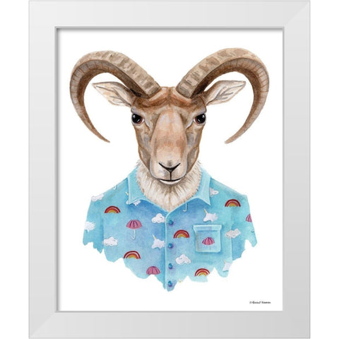 Uriel in a Unicorn Shirt White Modern Wood Framed Art Print by Nieman, Rachel