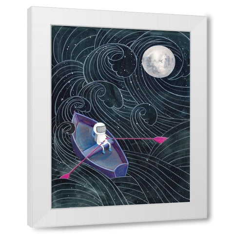 Boat to the Moon White Modern Wood Framed Art Print by Nieman, Rachel