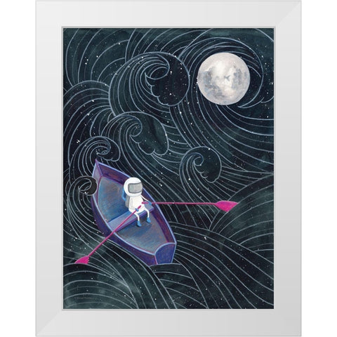 Boat to the Moon White Modern Wood Framed Art Print by Nieman, Rachel