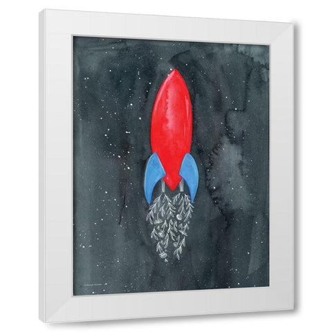 Flower Rocket White Modern Wood Framed Art Print by Nieman, Rachel