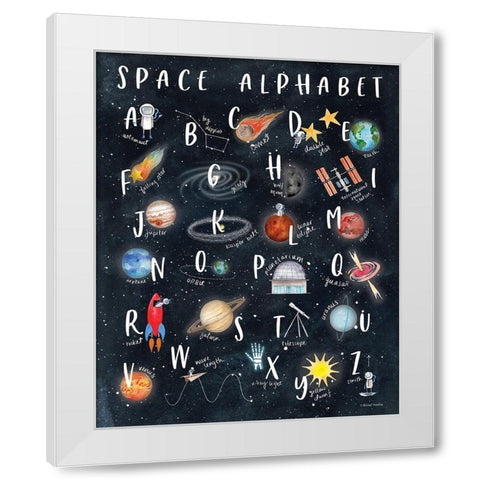 Space Alphabet White Modern Wood Framed Art Print by Nieman, Rachel