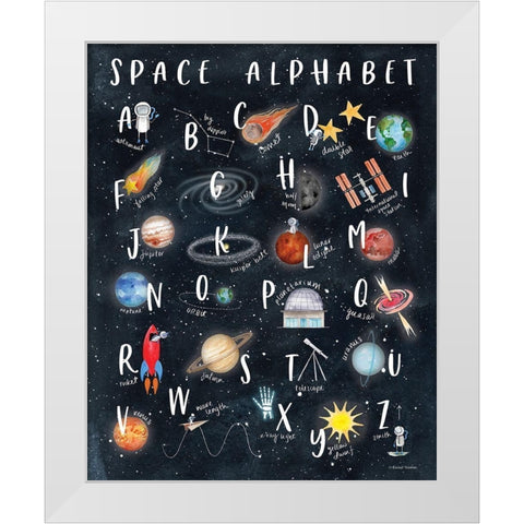 Space Alphabet White Modern Wood Framed Art Print by Nieman, Rachel