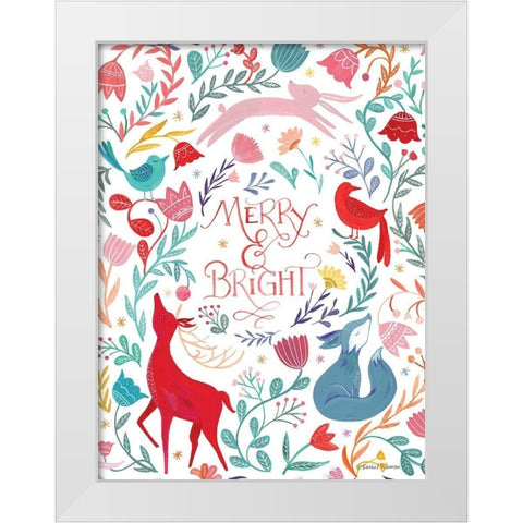 Woodland Merry and Bright    White Modern Wood Framed Art Print by Nieman, Rachel