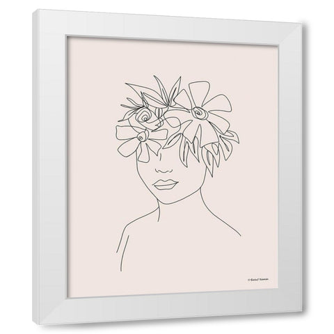Head Full of Flowers Line Drawing White Modern Wood Framed Art Print by Nieman, Rachel
