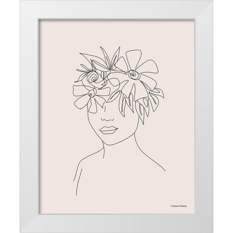Head Full of Flowers Line Drawing White Modern Wood Framed Art Print by Nieman, Rachel