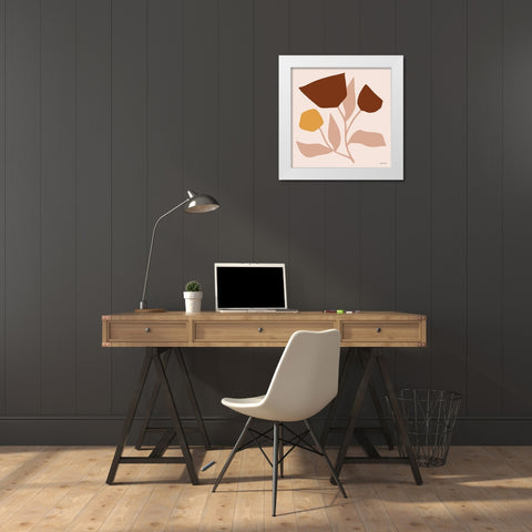 Modern Graphic Floral Stem White Modern Wood Framed Art Print by Nieman, Rachel