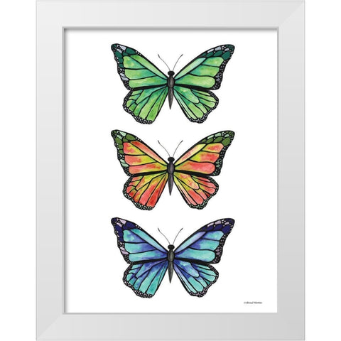 Stacked Wonderful Butterflies White Modern Wood Framed Art Print by Nieman, Rachel