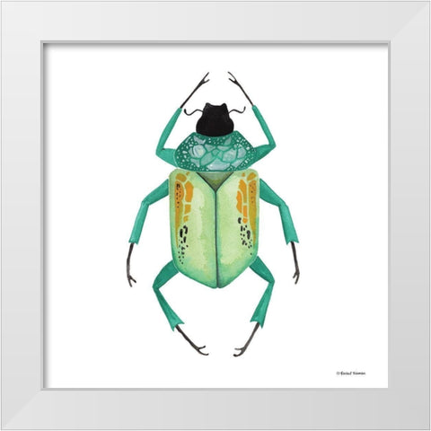 Naturally Wonderful Beetle White Modern Wood Framed Art Print by Nieman, Rachel