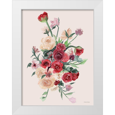 Deep Red Floral Bouquet White Modern Wood Framed Art Print by Nieman, Rachel