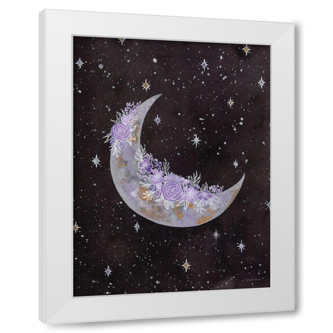Purple Flowers on the Moon White Modern Wood Framed Art Print by Nieman, Rachel