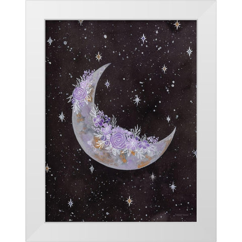 Purple Flowers on the Moon White Modern Wood Framed Art Print by Nieman, Rachel