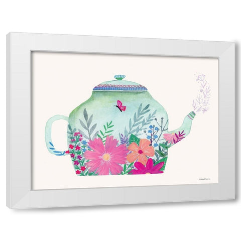 Garden Teapot White Modern Wood Framed Art Print by Nieman, Rachel