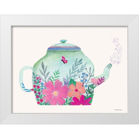 Garden Teapot White Modern Wood Framed Art Print by Nieman, Rachel