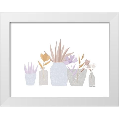 Flower Vases in a Row White Modern Wood Framed Art Print by Nieman, Rachel