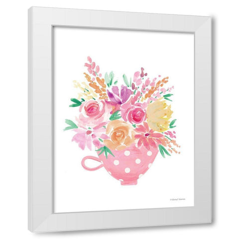 Pretty in Pink Tea Cup White Modern Wood Framed Art Print by Nieman, Rachel