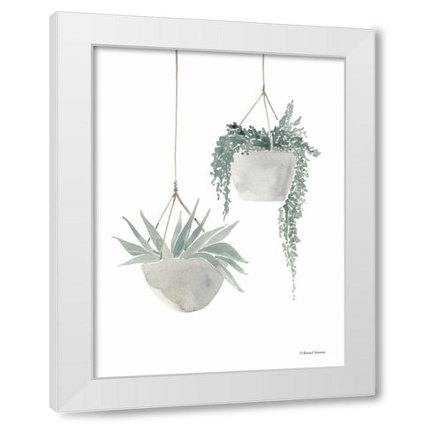 Sage Hanging Planters White Modern Wood Framed Art Print by Nieman, Rachel