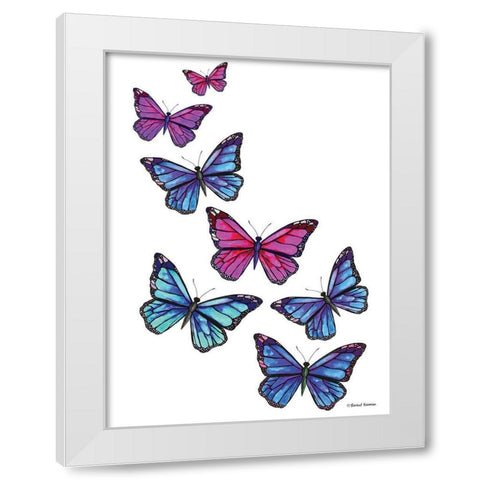 Vibrant Flying Butterflies White Modern Wood Framed Art Print by Nieman, Rachel