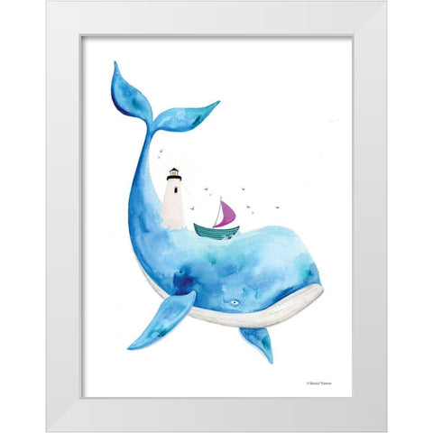 Sea On Its Back Whale White Modern Wood Framed Art Print by Nieman, Rachel