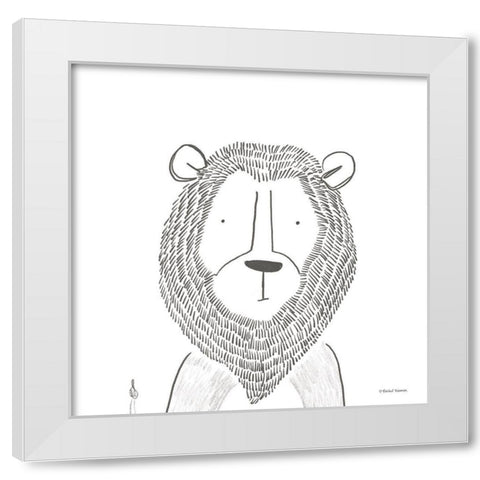Lion Line Drawing 1 White Modern Wood Framed Art Print by Nieman, Rachel