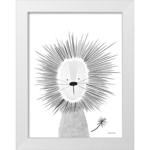 Lion Line Drawing 2 White Modern Wood Framed Art Print by Nieman, Rachel