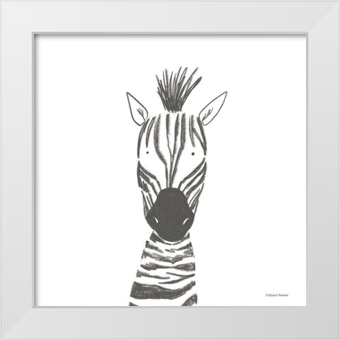 Zebra Line Drawing White Modern Wood Framed Art Print by Nieman, Rachel