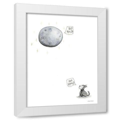 Wolf and the Moon White Modern Wood Framed Art Print by Nieman, Rachel