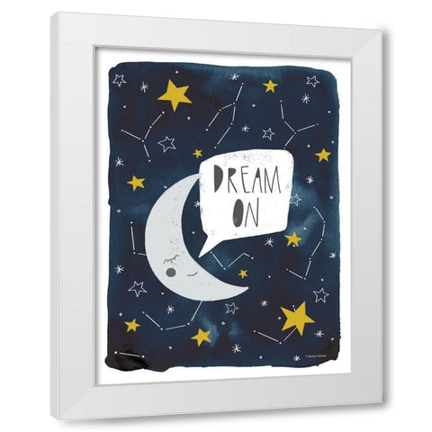 Dream On Moon    White Modern Wood Framed Art Print by Nieman, Rachel