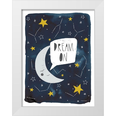 Dream On Moon    White Modern Wood Framed Art Print by Nieman, Rachel