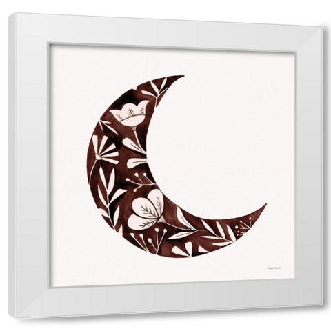 Floral Moon Silhouette White Modern Wood Framed Art Print by Nieman, Rachel