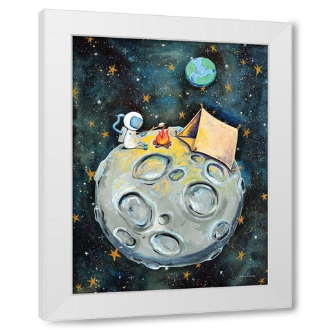 Camping Astronaut White Modern Wood Framed Art Print by Nieman, Rachel