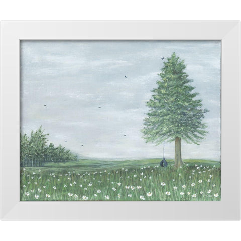 The Swing White Modern Wood Framed Art Print by Soulspeak And Sawdust