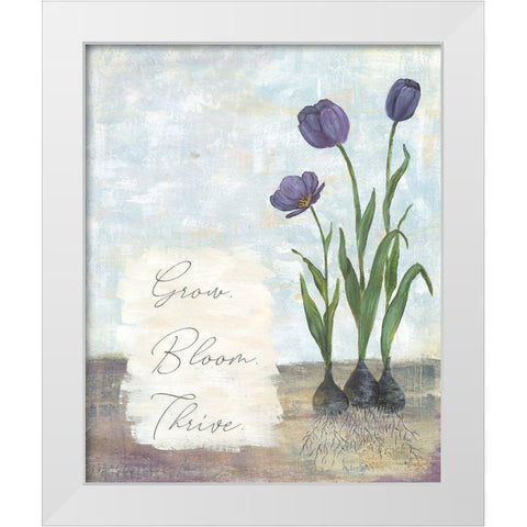 Grow Bloom Thrive White Modern Wood Framed Art Print by Soulspeak And Sawdust