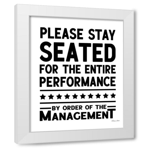 Please Stay Seated White Modern Wood Framed Art Print by Ball, Susan