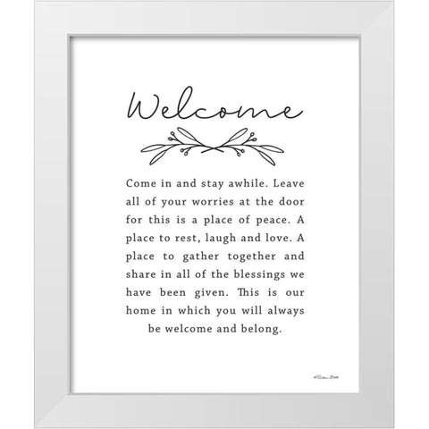 Welcome White Modern Wood Framed Art Print by Ball, Susan