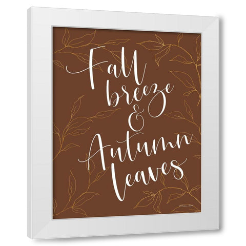 Fall Breeze And Autumn Leaves White Modern Wood Framed Art Print by Ball, Susan