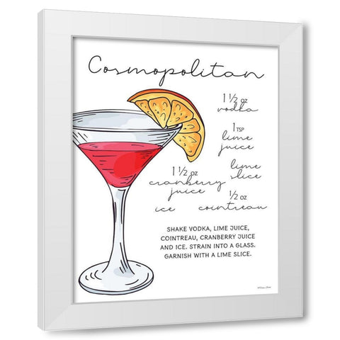 Cosmopolitan Recipe     White Modern Wood Framed Art Print by Ball, Susan