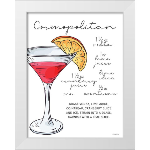 Cosmopolitan Recipe     White Modern Wood Framed Art Print by Ball, Susan