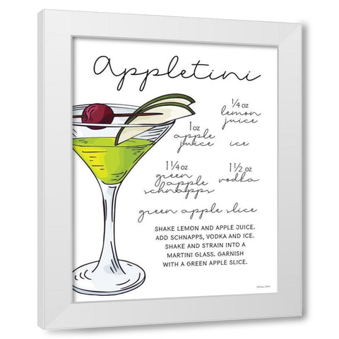 Appletini Recipe     White Modern Wood Framed Art Print by Ball, Susan