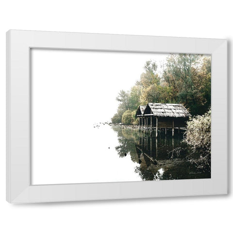 Docs on the Lake White Modern Wood Framed Art Print by Ball, Susan