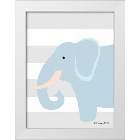 Elephant Stripe White Modern Wood Framed Art Print by Ball, Susan