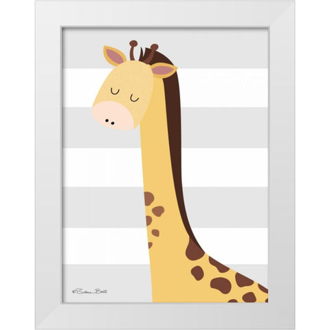 Giraffe Stripe White Modern Wood Framed Art Print by Ball, Susan