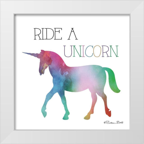 Ride a Unicorn White Modern Wood Framed Art Print by Ball, Susan