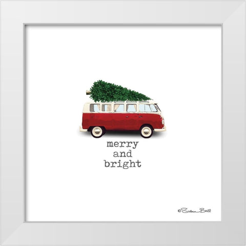 Merry and Bright Christmas White Modern Wood Framed Art Print by Ball, Susan