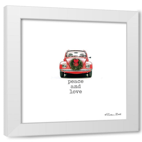 Peace and Love Christmas White Modern Wood Framed Art Print by Ball, Susan