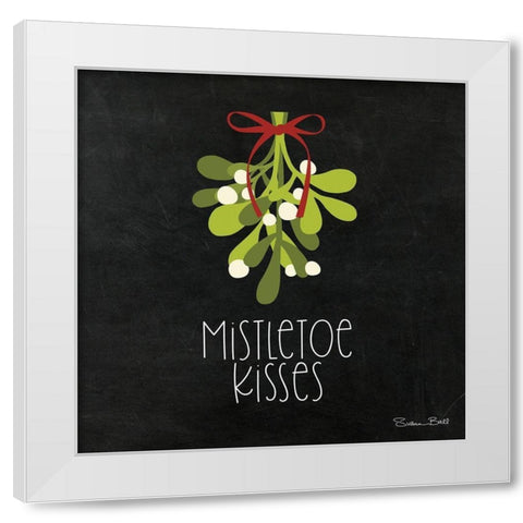 Mistletoe Kisses White Modern Wood Framed Art Print by Ball, Susan