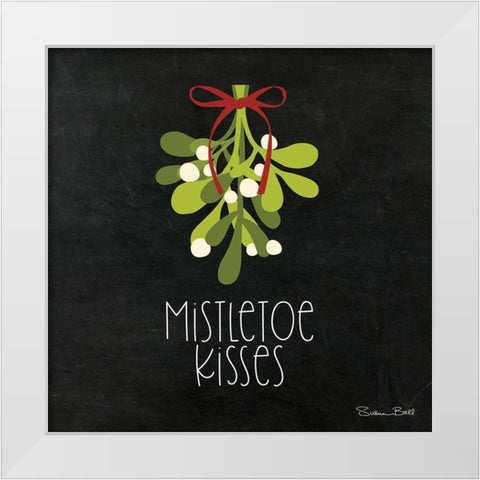 Mistletoe Kisses White Modern Wood Framed Art Print by Ball, Susan