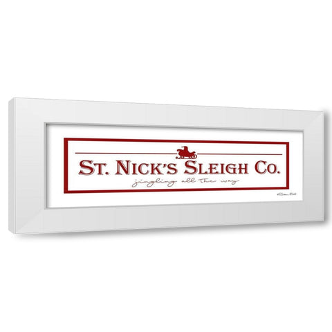 St. Nicks Sleigh Co.    White Modern Wood Framed Art Print by Ball, Susan