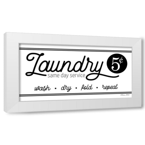 Laundry Same Day Service White Modern Wood Framed Art Print by Ball, Susan