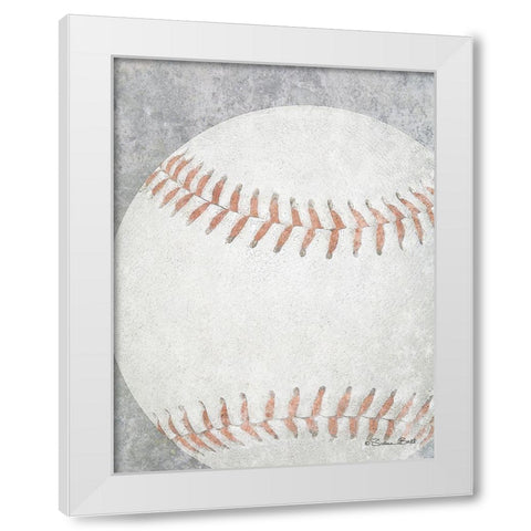 Sports Ball - Baseball White Modern Wood Framed Art Print by Ball, Susan
