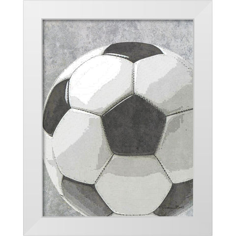 Sports Bal - Soccer White Modern Wood Framed Art Print by Ball, Susan